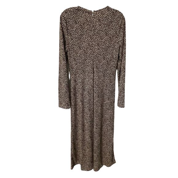 Banana Republic NWOT Animal Print Fit & Flare Dress Women's Medium Tan Midi - Picture 3 of 8